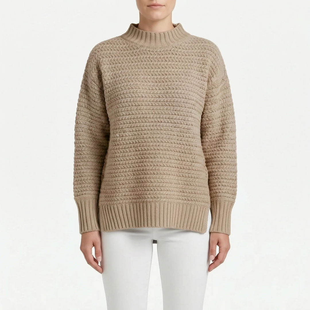 Trui dames | Oversized gebreid model met hoge hals