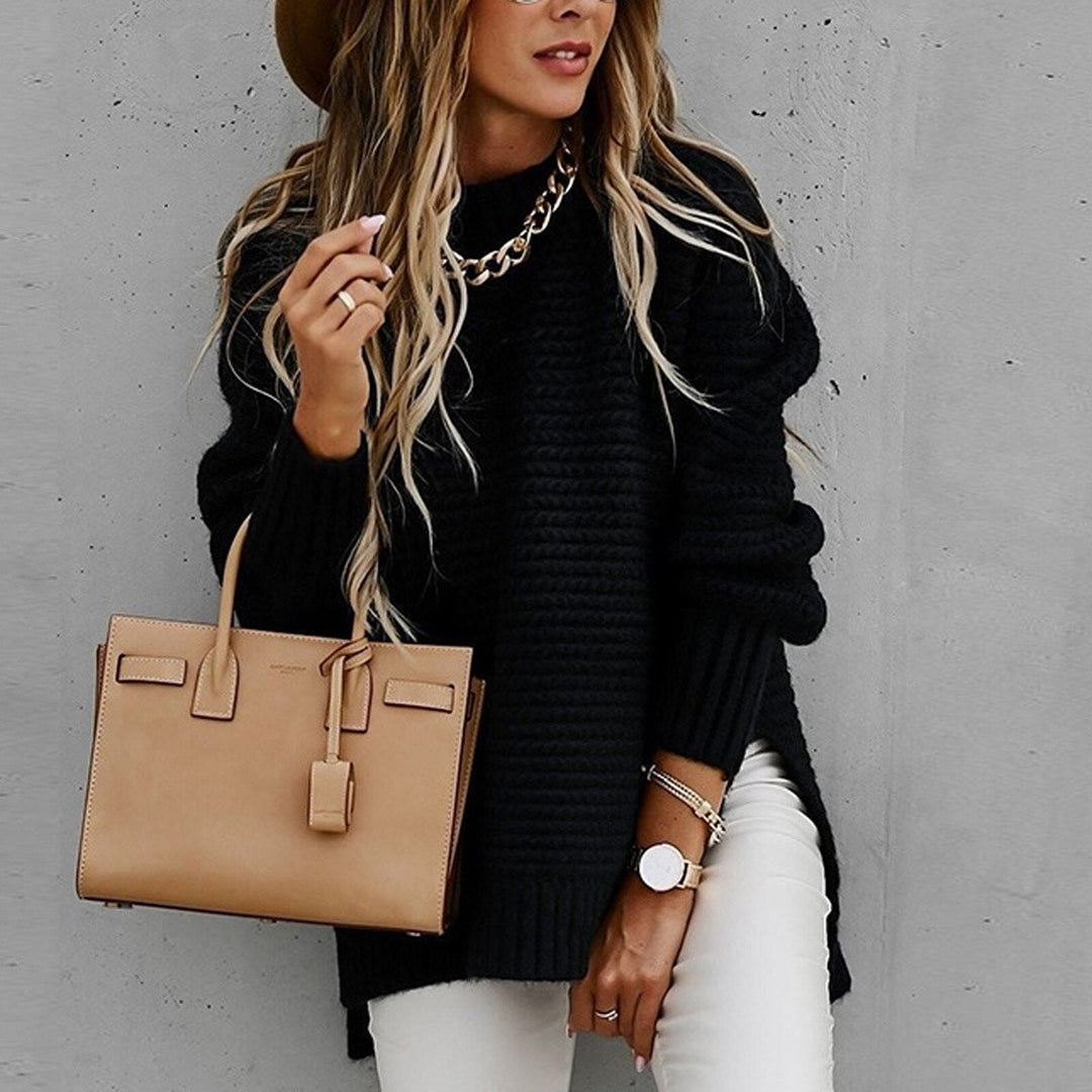 Trui dames | Oversized gebreid model met hoge hals