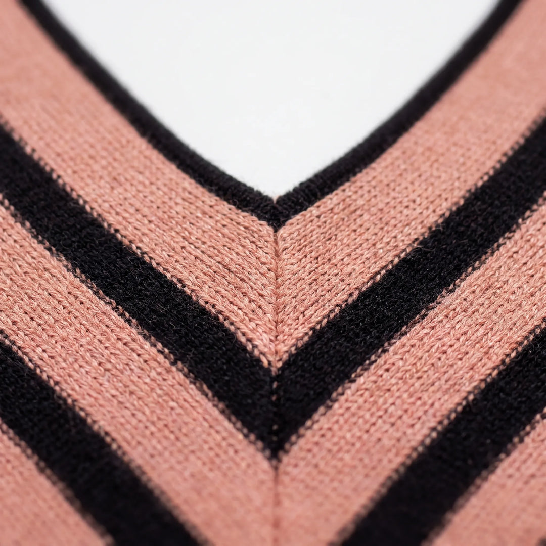 Trui dames | Oversized gebreid model met strepen en v-hals