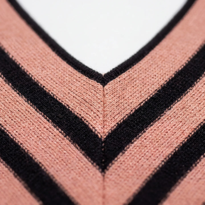 Trui dames | Oversized gebreid model met strepen en v-hals