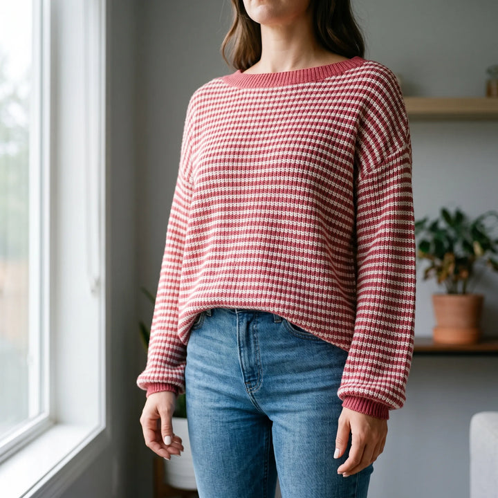 Trui dames | Oversized gestreept model met boothals