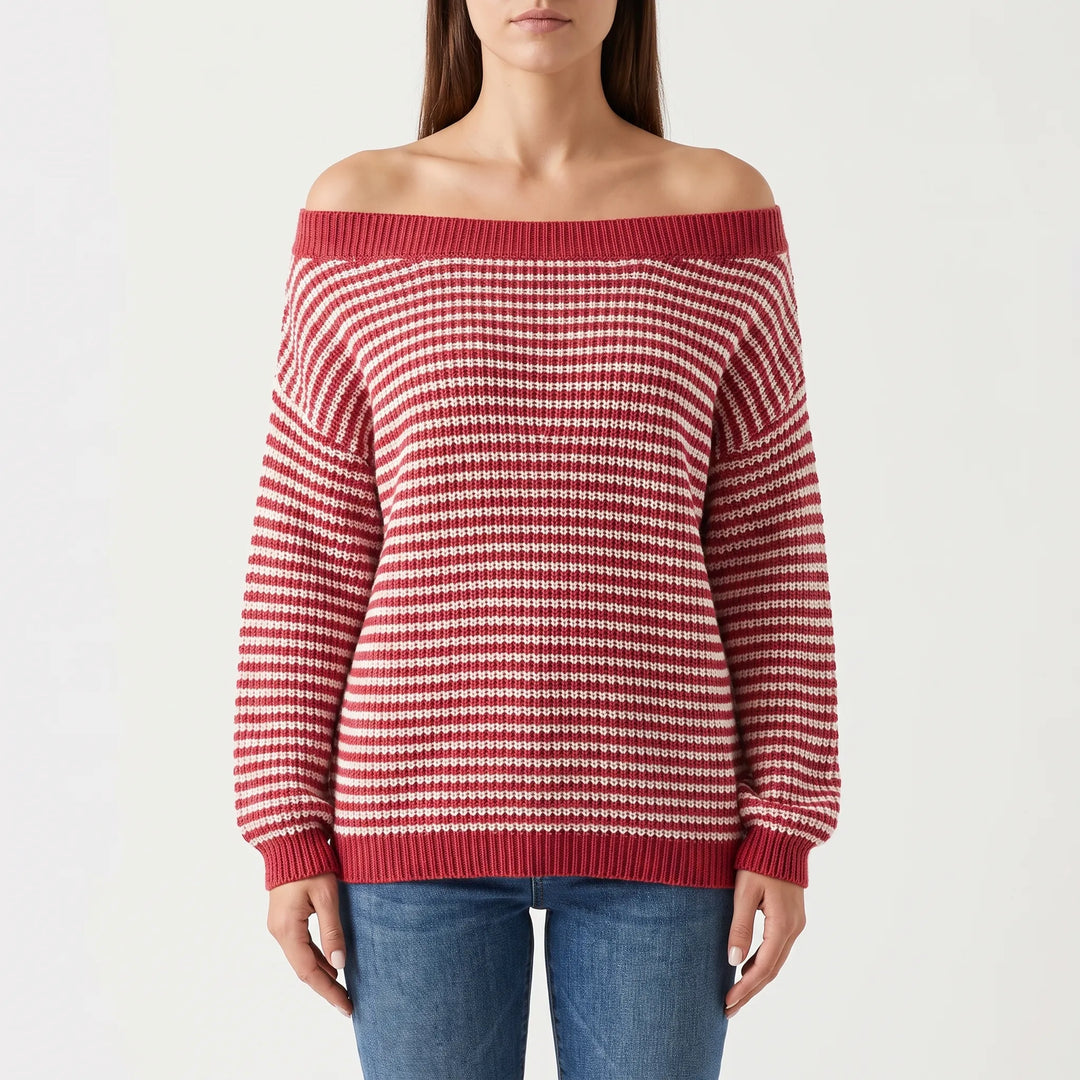Trui dames | Oversized gestreept model met boothals