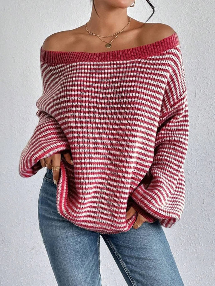 Trui dames | Oversized gestreept model met boothals