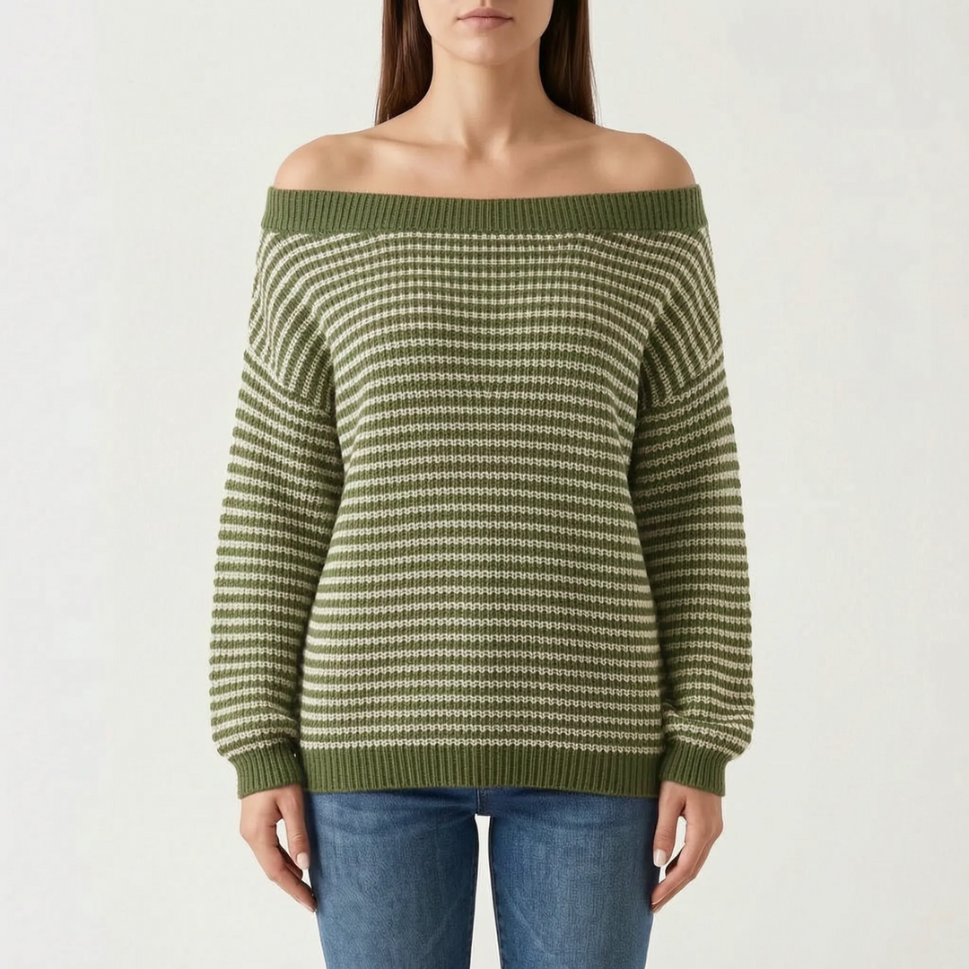 Trui dames | Oversized gestreept model met boothals