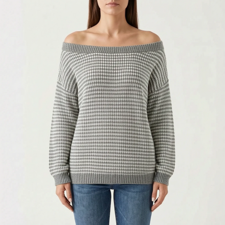 Trui dames | Oversized gestreept model met boothals