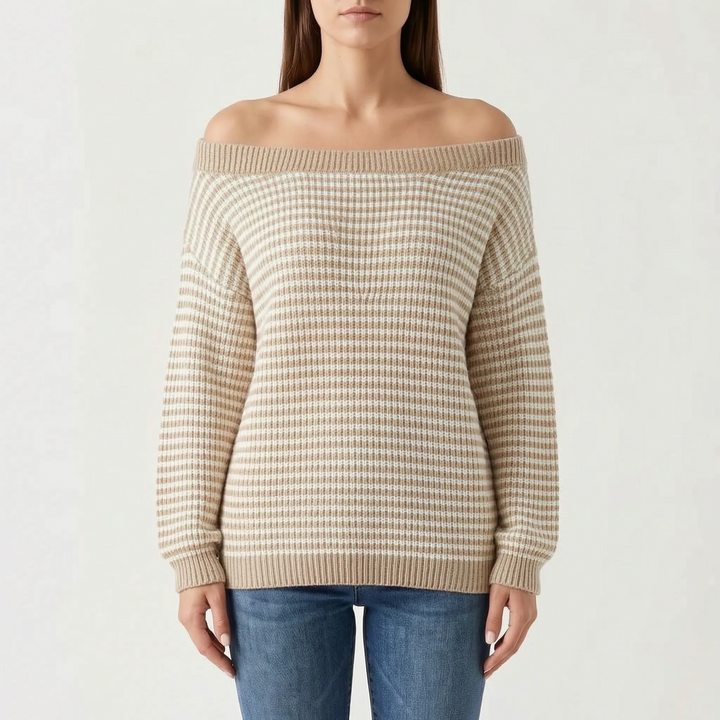Trui dames | Oversized gestreept model met boothals