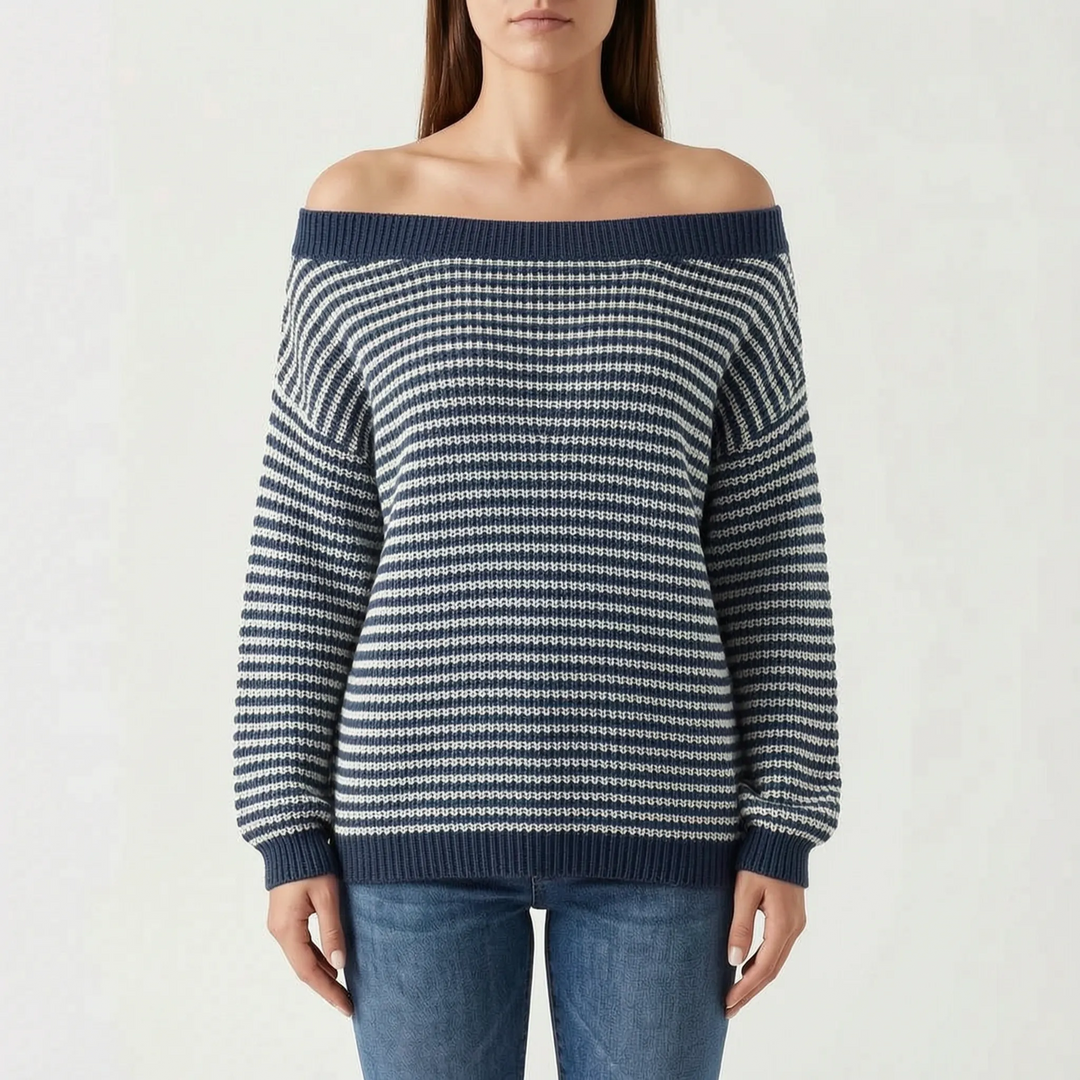 Trui dames | Oversized gestreept model met boothals