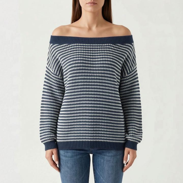 Trui dames | Oversized gestreept model met boothals