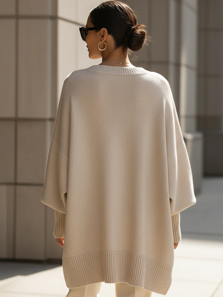 Trui dames | Oversized model met wijde mouwen en ronde hals