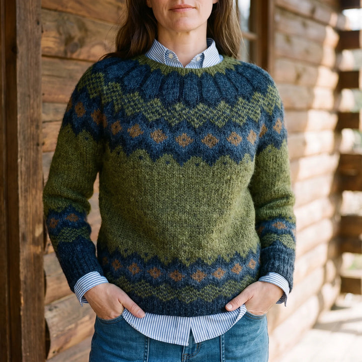 Trui dames | Wollen model met ronde hals en Fair Isle patroon