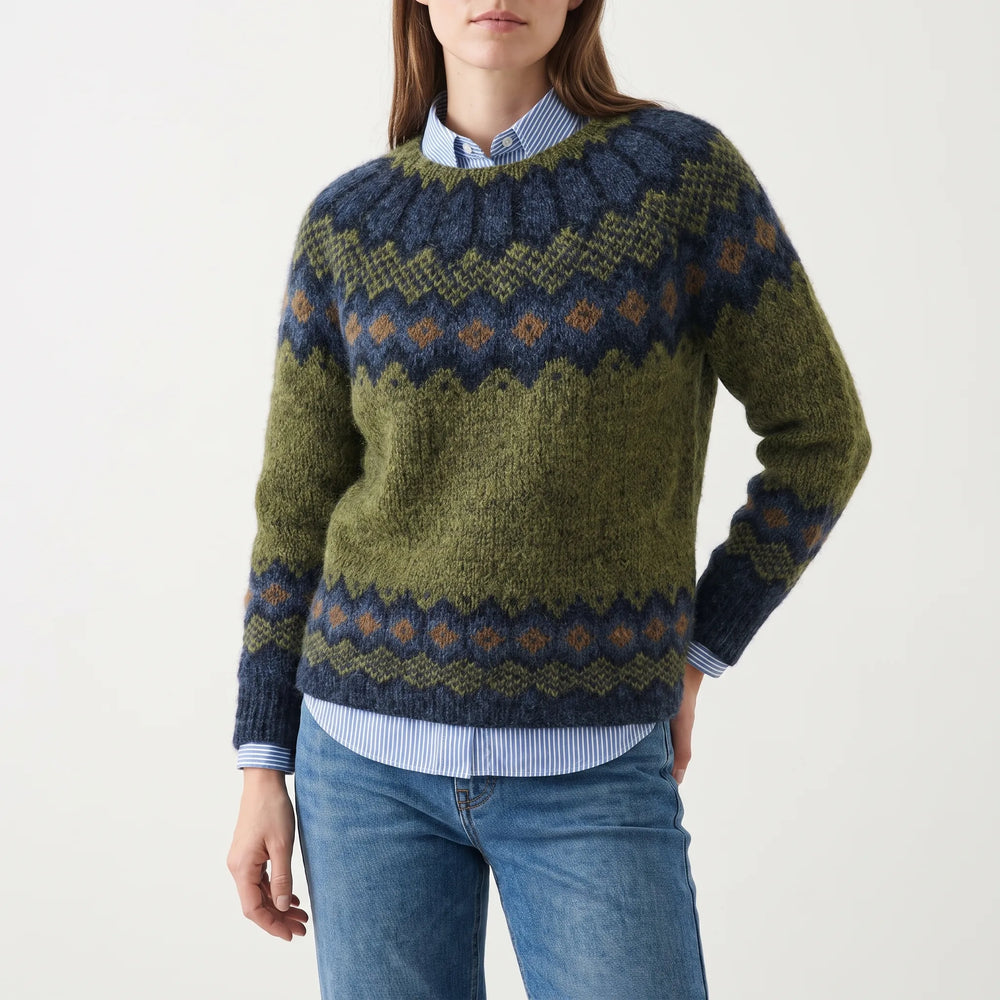 Trui dames | Wollen model met ronde hals en Fair Isle patroon
