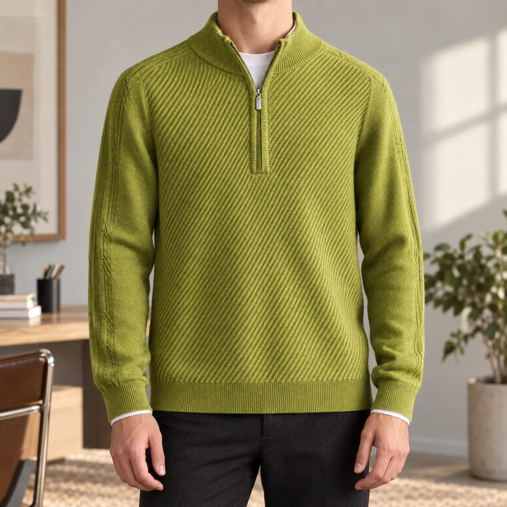 Trui heren | Gebreide half zip met opstaande kraag