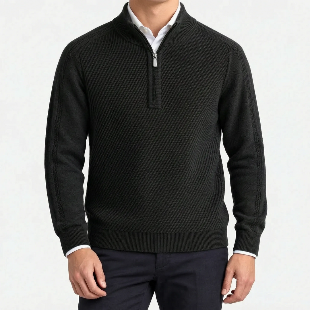 Trui heren | Gebreide half zip met opstaande kraag