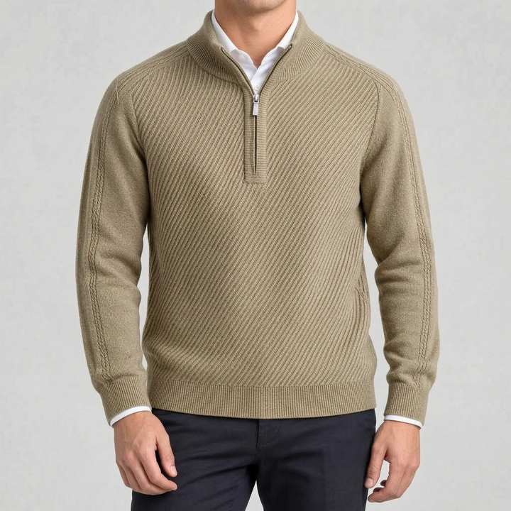 Trui heren | Gebreide half zip met opstaande kraag