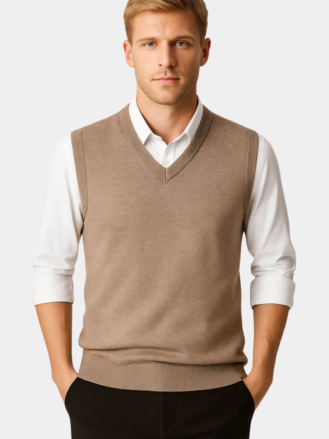 Trui heren | Gebreide spencer met V-hals
