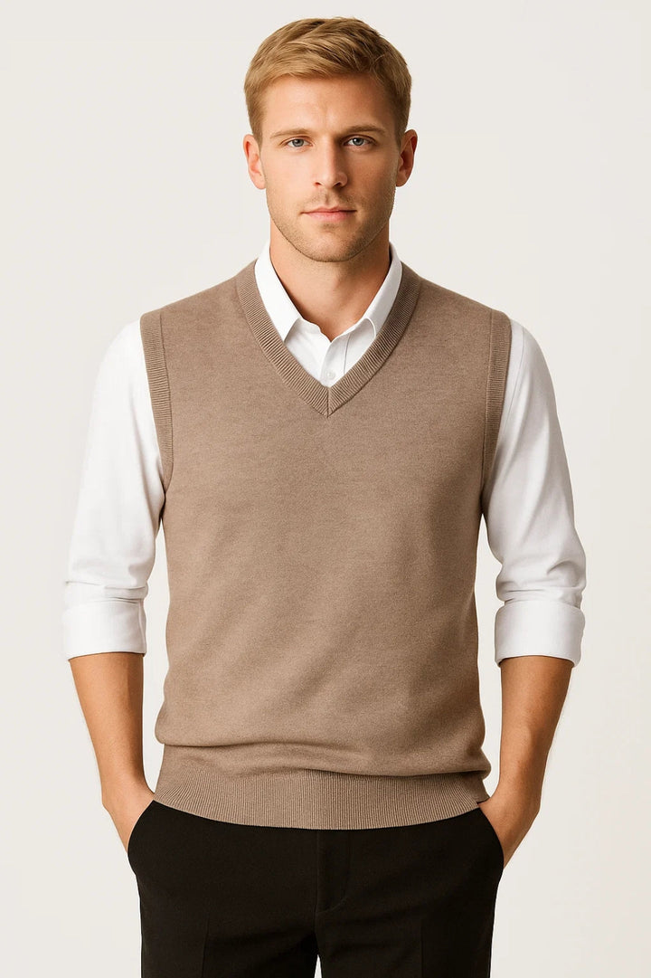 Trui heren | Gebreide spencer met V-hals