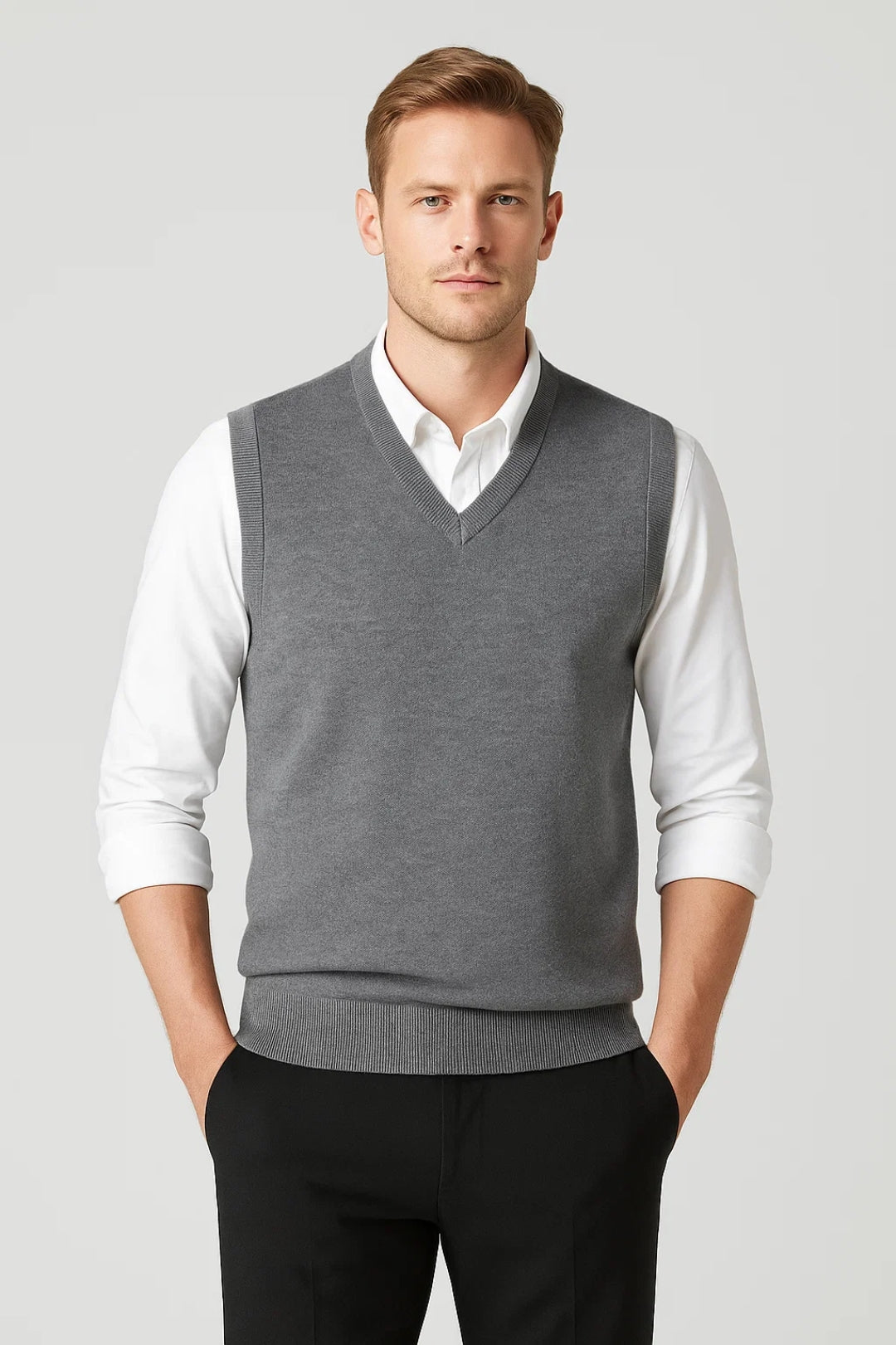 Trui heren | Gebreide spencer met V-hals