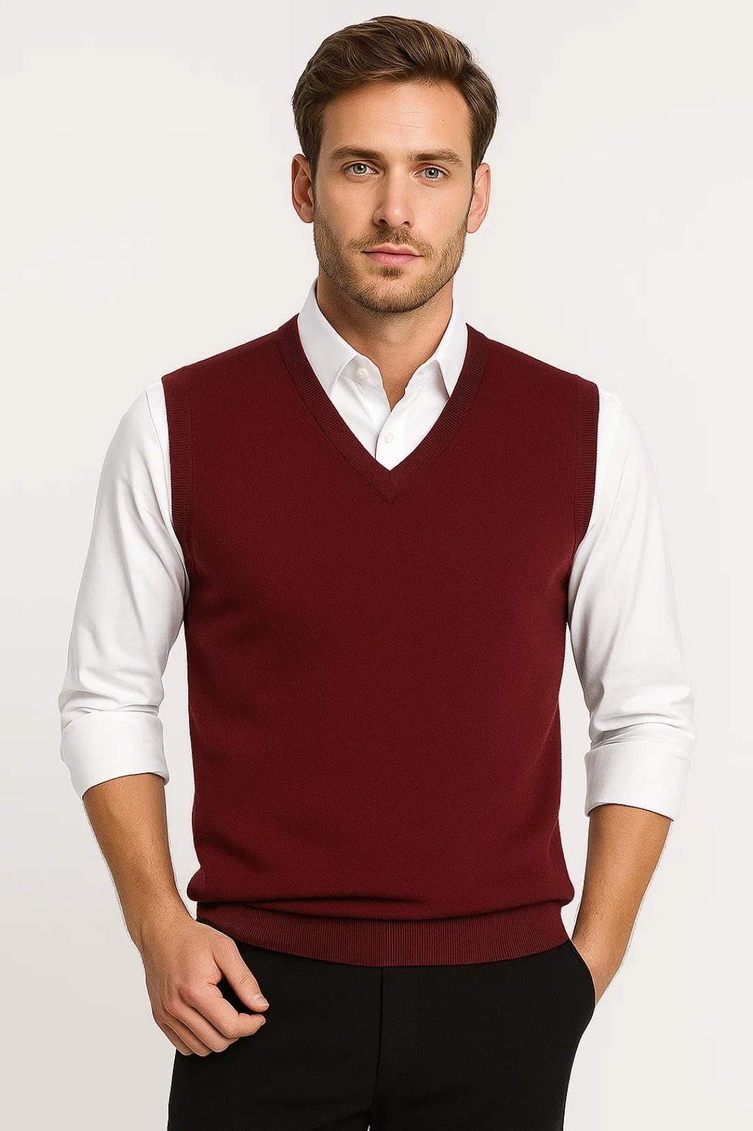 Trui heren | Gebreide spencer met V-hals