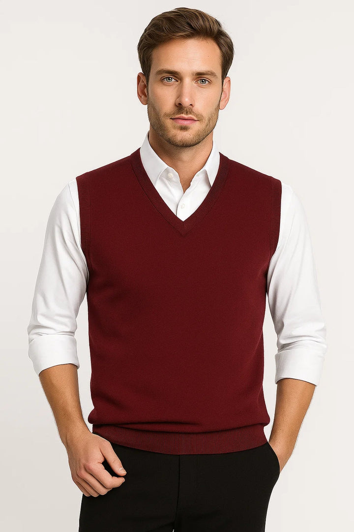Trui heren | Gebreide spencer met V-hals