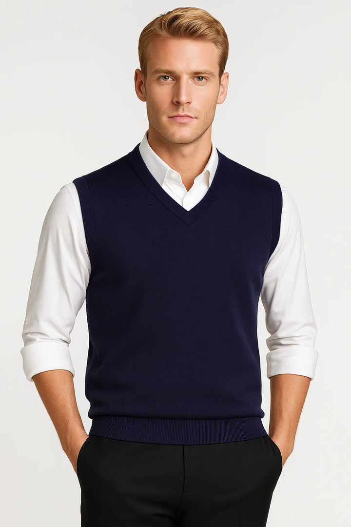 Trui heren | Gebreide spencer met V-hals