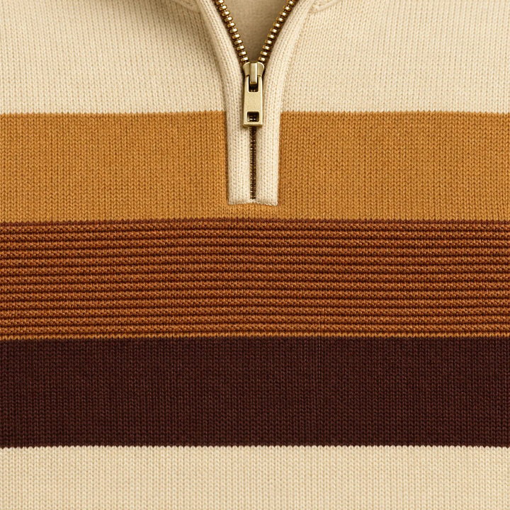 Trui heren | Gestreepte half zip met opstaande kraag