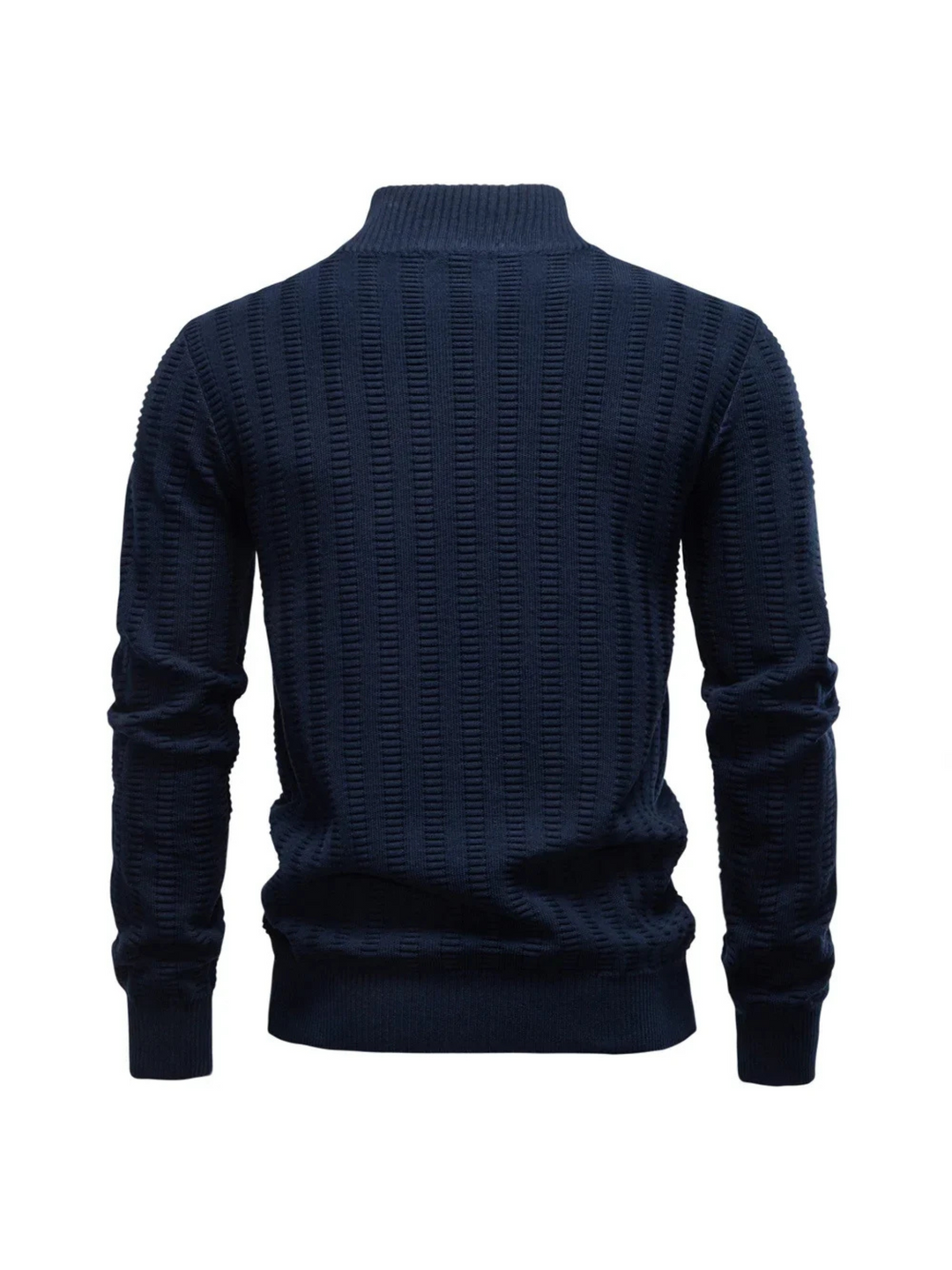 Trui heren | Half zip met hoge kraag en gebreide structuur