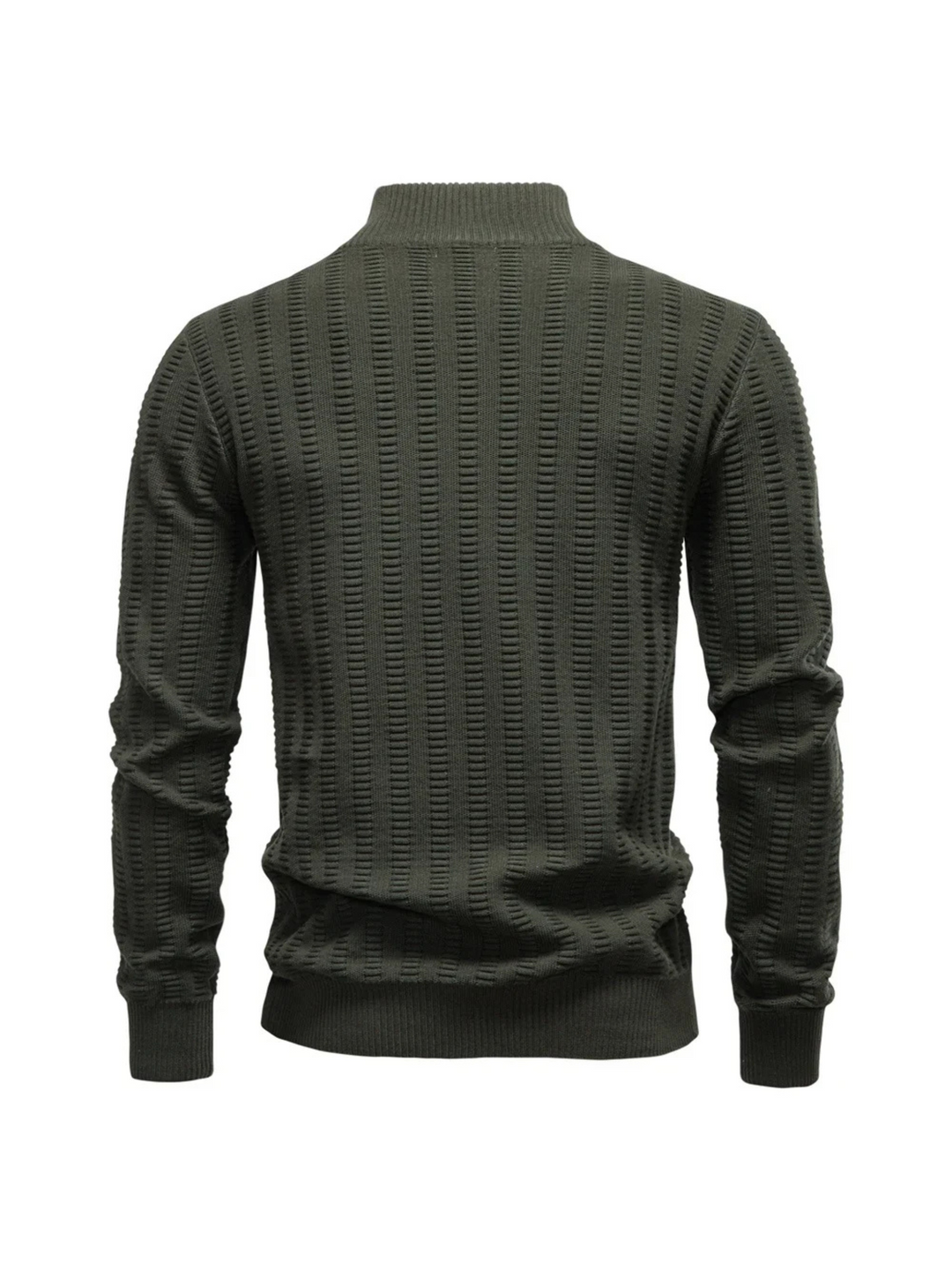 Trui heren | Half zip met hoge kraag en gebreide structuur
