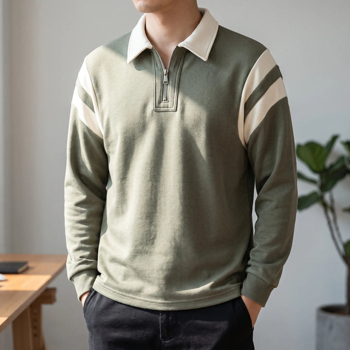 Trui heren | Half zip met polokraag en lange mouwen