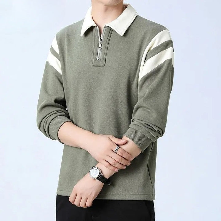 Trui heren | Half zip met polokraag en lange mouwen
