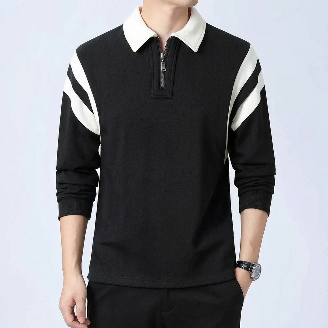 Trui heren | Half zip met polokraag en lange mouwen