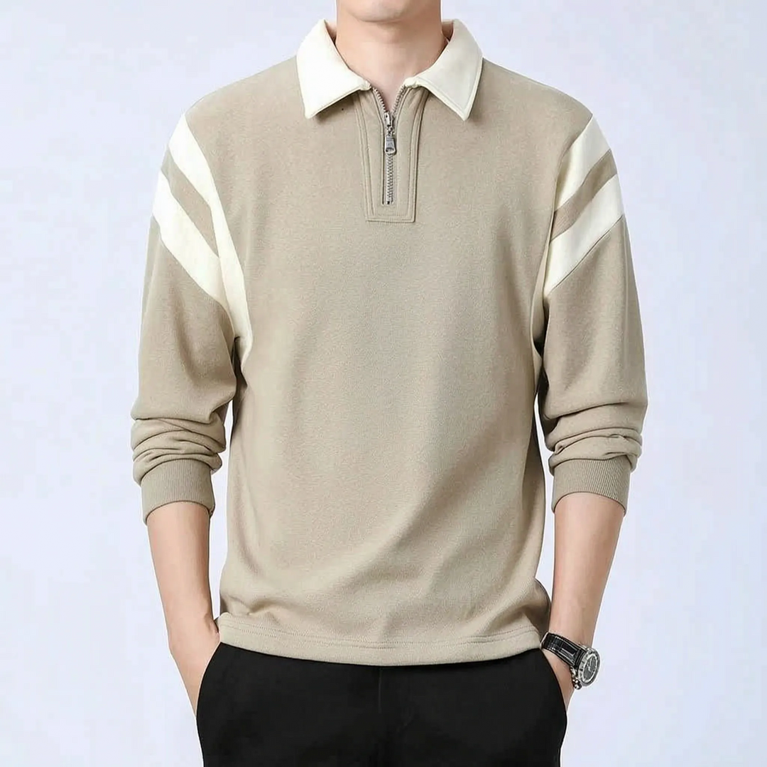 Trui heren | Half zip met polokraag en lange mouwen