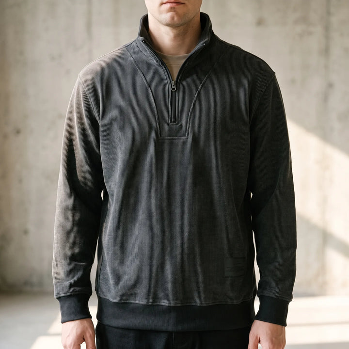 Trui heren | Half zip trui met hoge kraag en lange mouwen