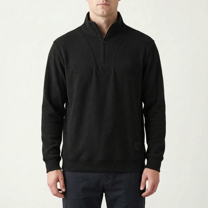 Trui heren | Half zip trui met hoge kraag en lange mouwen