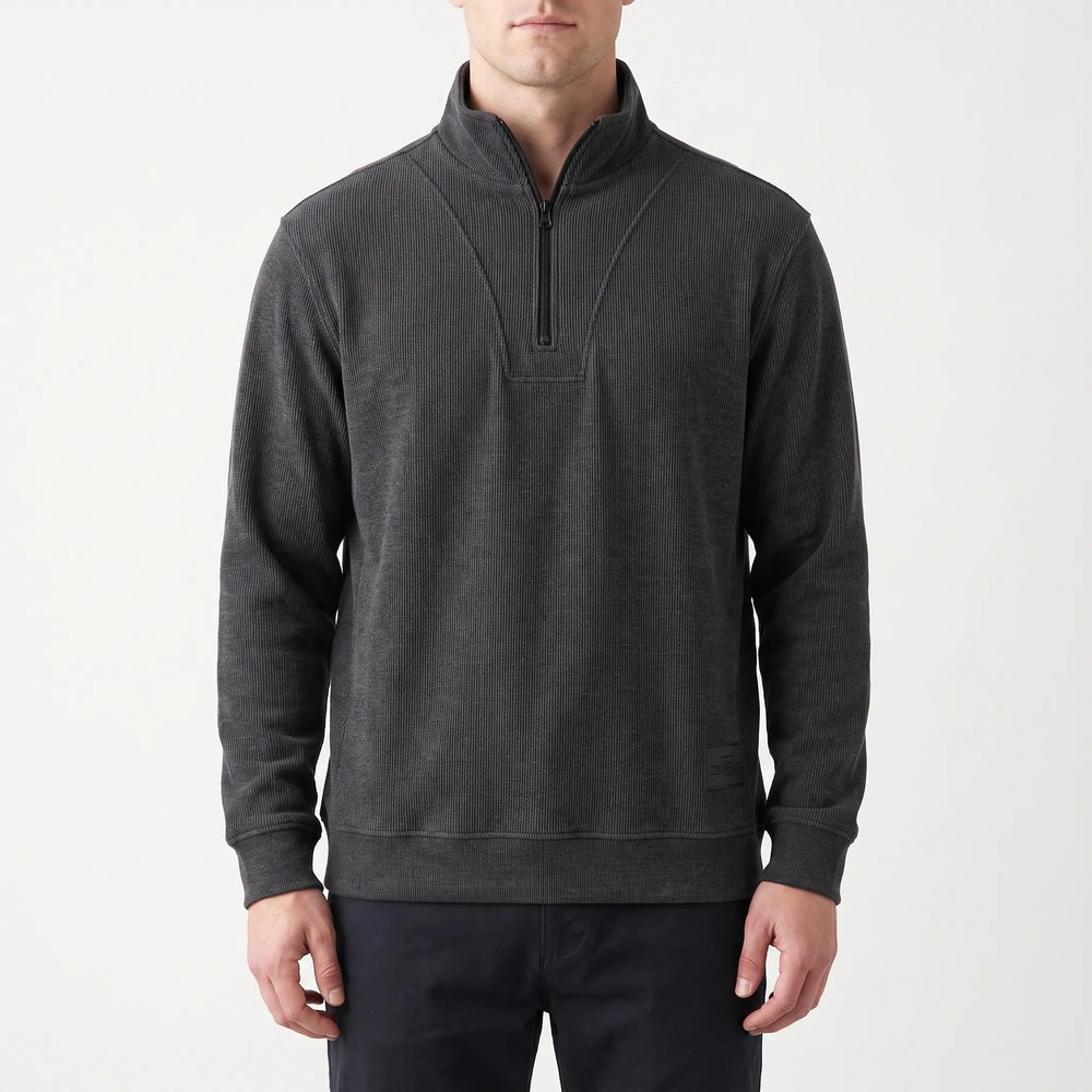 Trui heren | Half zip trui met hoge kraag en lange mouwen
