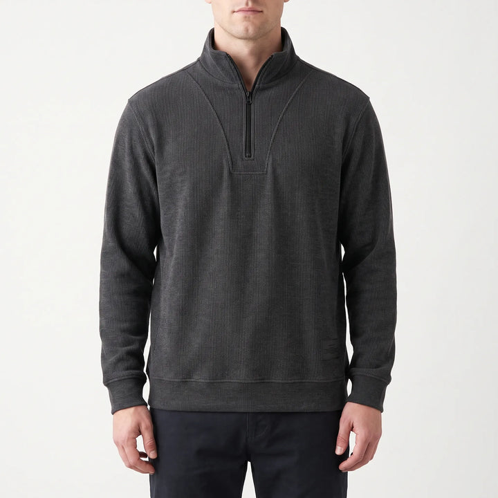 Trui heren | Half zip trui met hoge kraag en lange mouwen