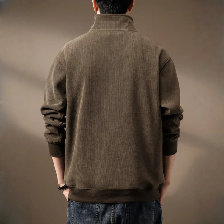 Trui heren | Half zip trui met hoge kraag en lange mouwen