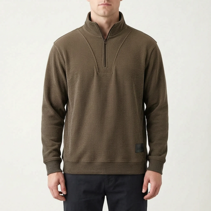 Trui heren | Half zip trui met hoge kraag en lange mouwen