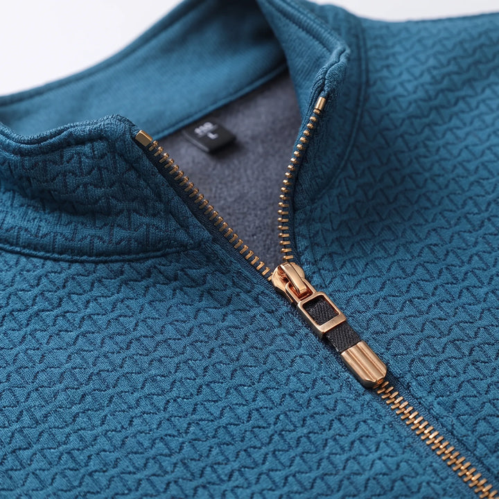 Trui heren | Half zip trui met opstaande kraag en structuur