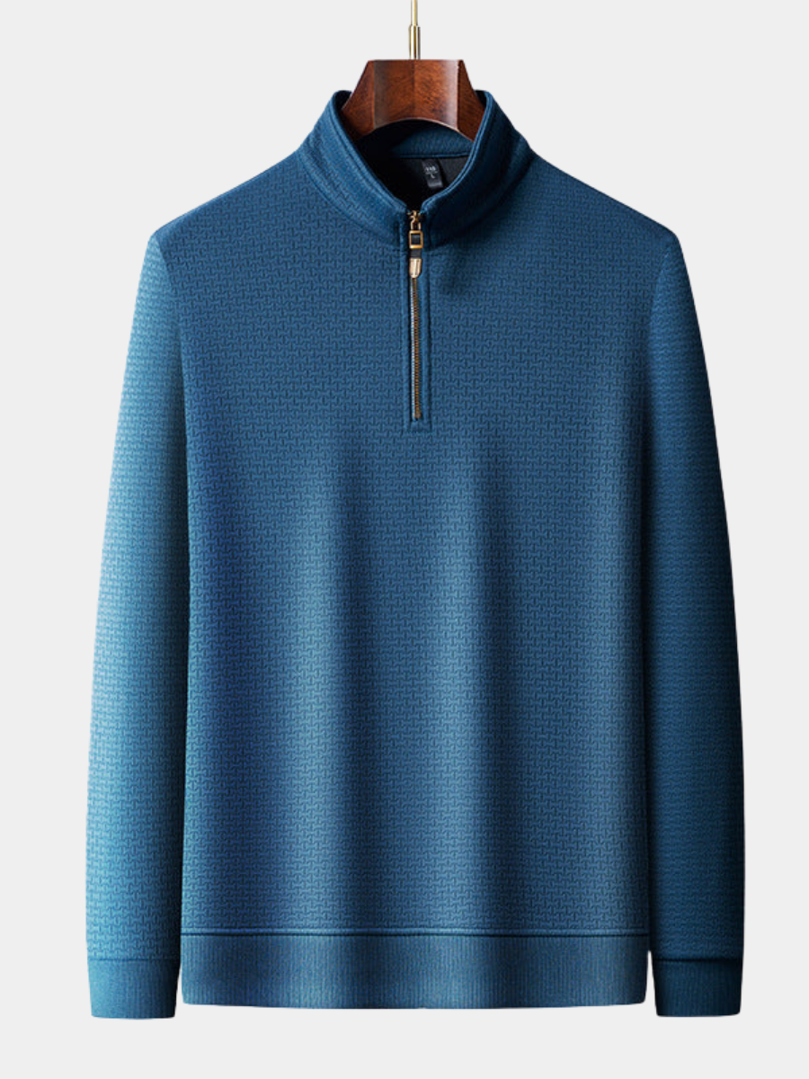 Trui heren | Half zip trui met opstaande kraag en structuur