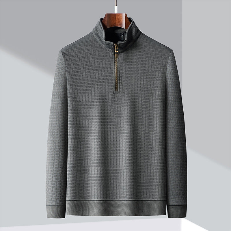 Trui heren | Half zip trui met opstaande kraag en structuur
