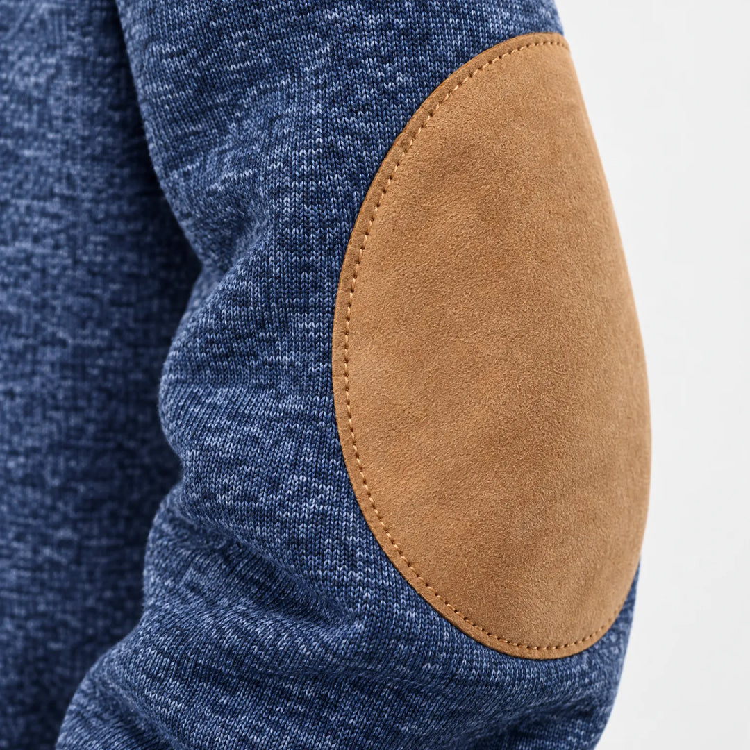 Trui heren | Met hoge kraag, knopen en elleboogpatches