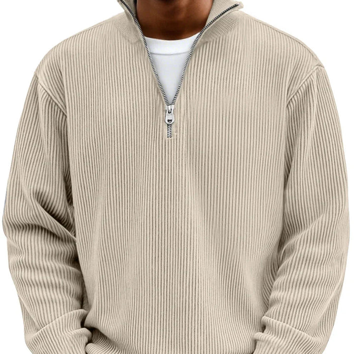 Trui heren | Rib half zip trui met lange mouw