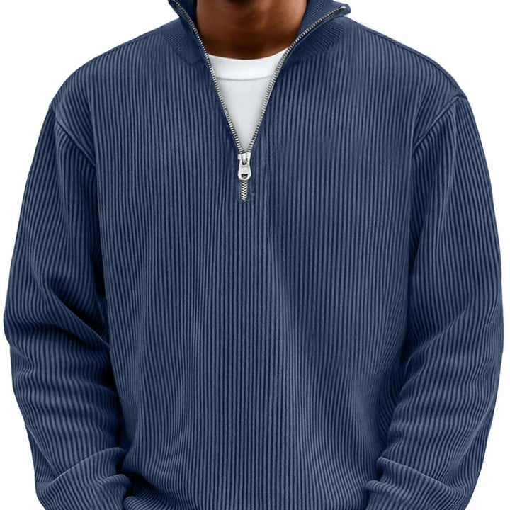 Trui heren | Rib half zip trui met lange mouw