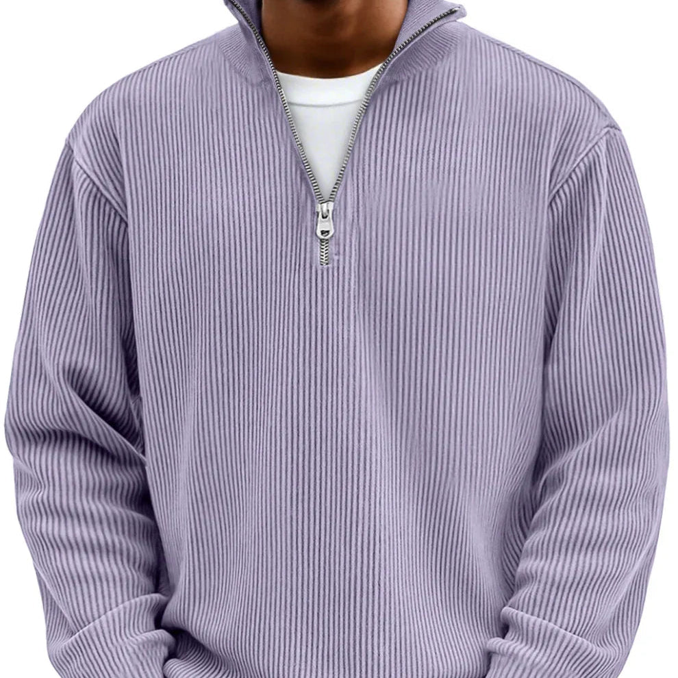 Trui heren | Rib half zip trui met lange mouw