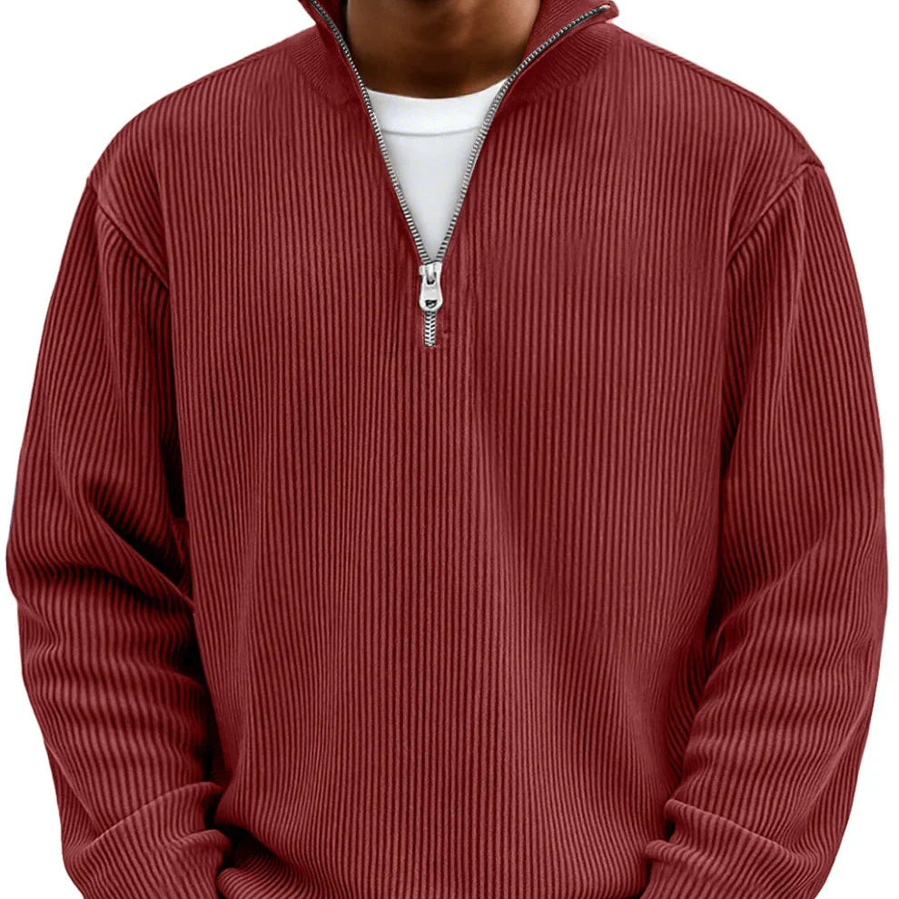 Trui heren | Rib half zip trui met lange mouw