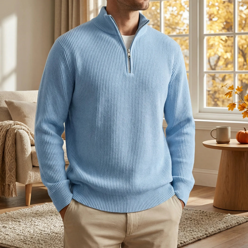 Trui heren | Rib half zip trui met lange mouw