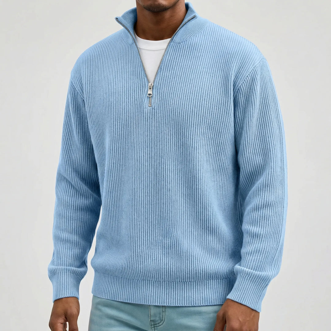 Trui heren | Rib half zip trui met lange mouw
