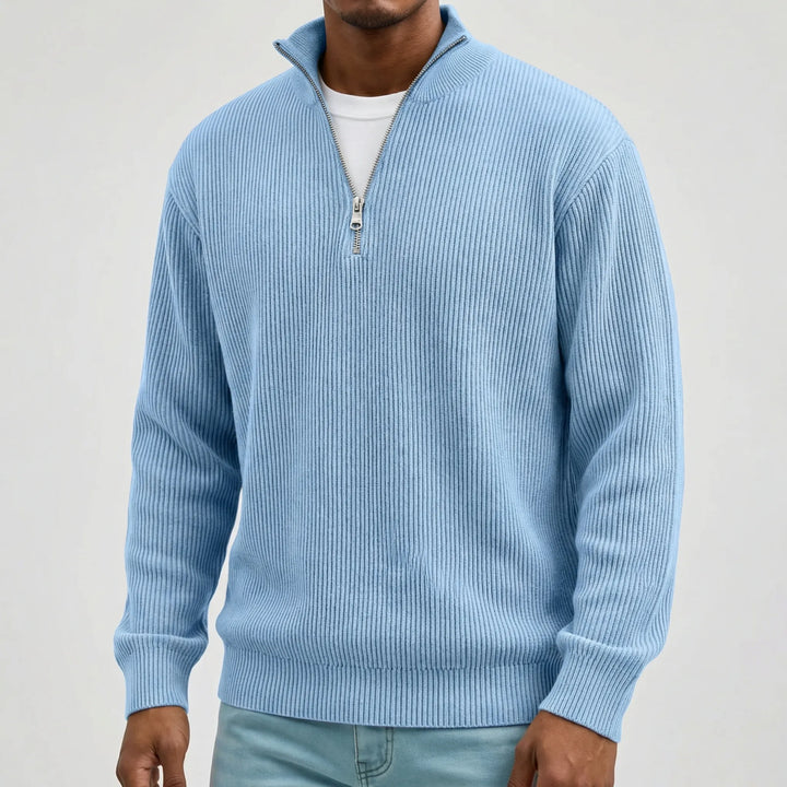 Trui heren | Rib half zip trui met lange mouw