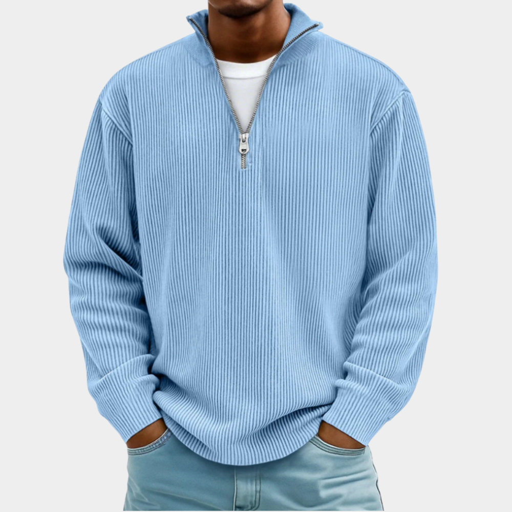 Trui heren | Rib half zip trui met lange mouw