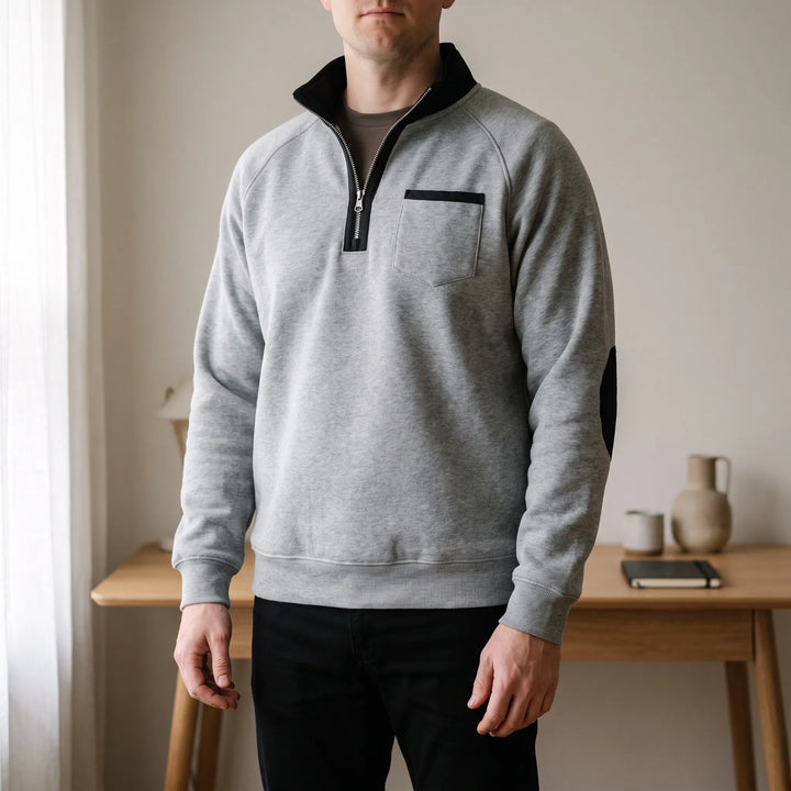 Trui heren | Sweater met halve rits en borstzak